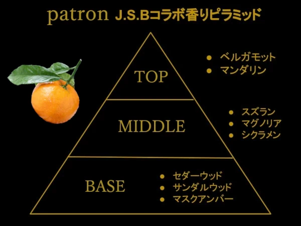 J.S.Bコラボpatronの香りピラミッドのイラストデザインテキスト画像
