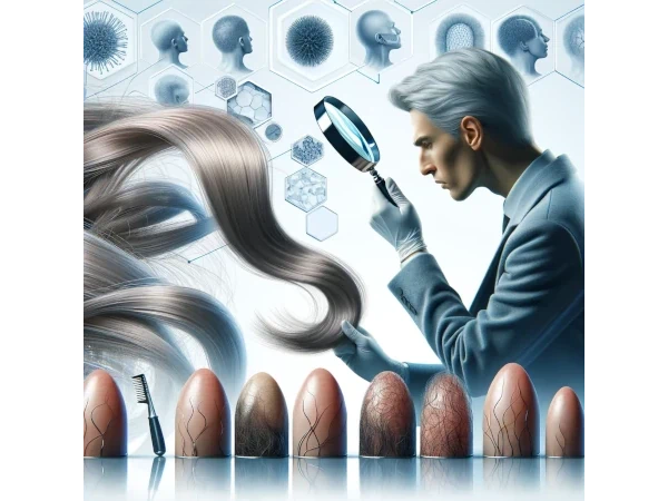 毛髪を診断する学者のイメージイラスト画像